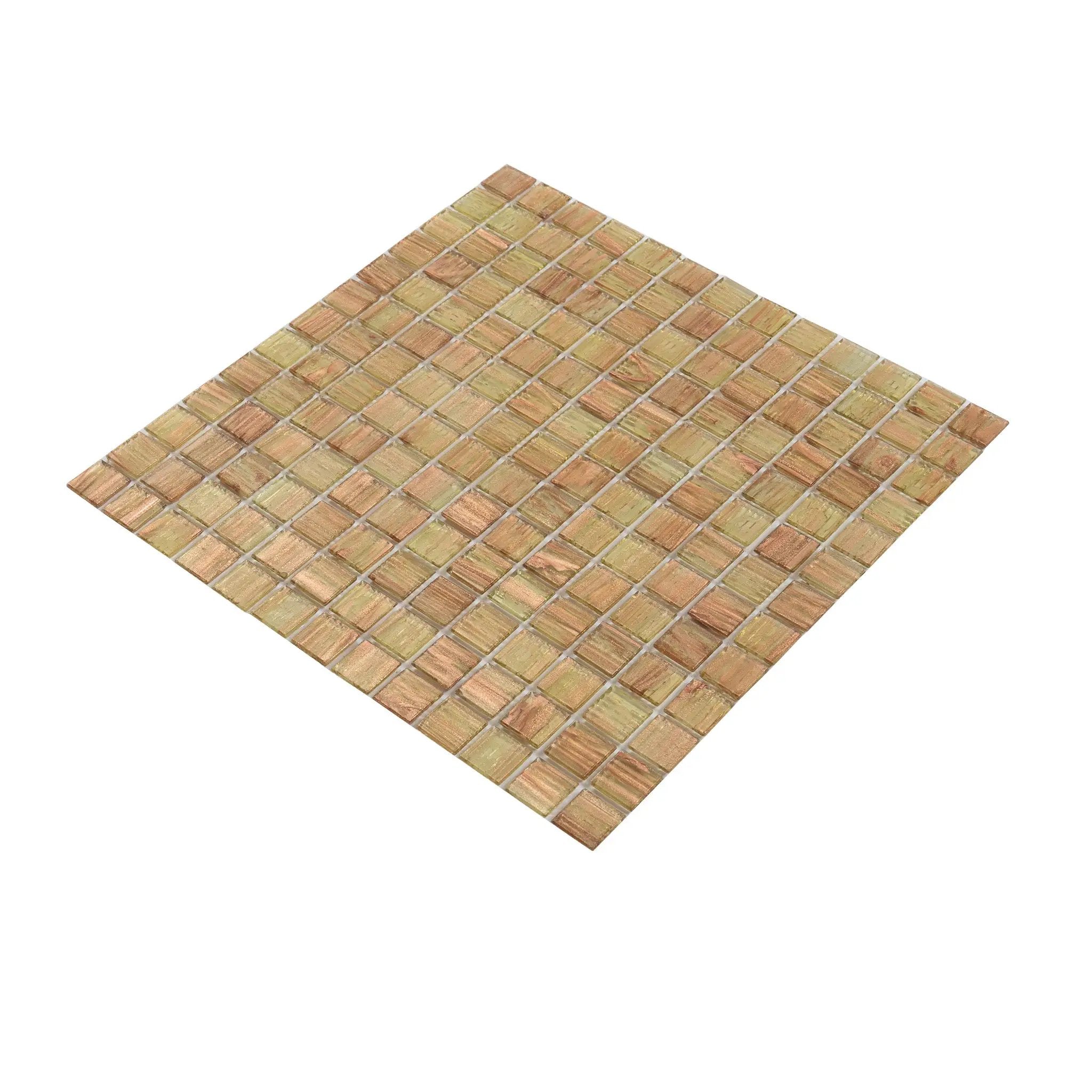 Tortilla Brown 12x12 Glossy Uniform Square Glass Mosaic Tile (20 pack, 20 sq ft/case) by Apollo Tile