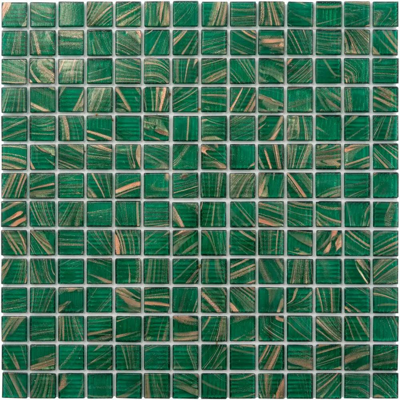 Lincoln Green Gold 12x12 Glossy Uniform Square Glass Mosaic Tile (20 pack, 20 sq ft/case) by Apollo Tile