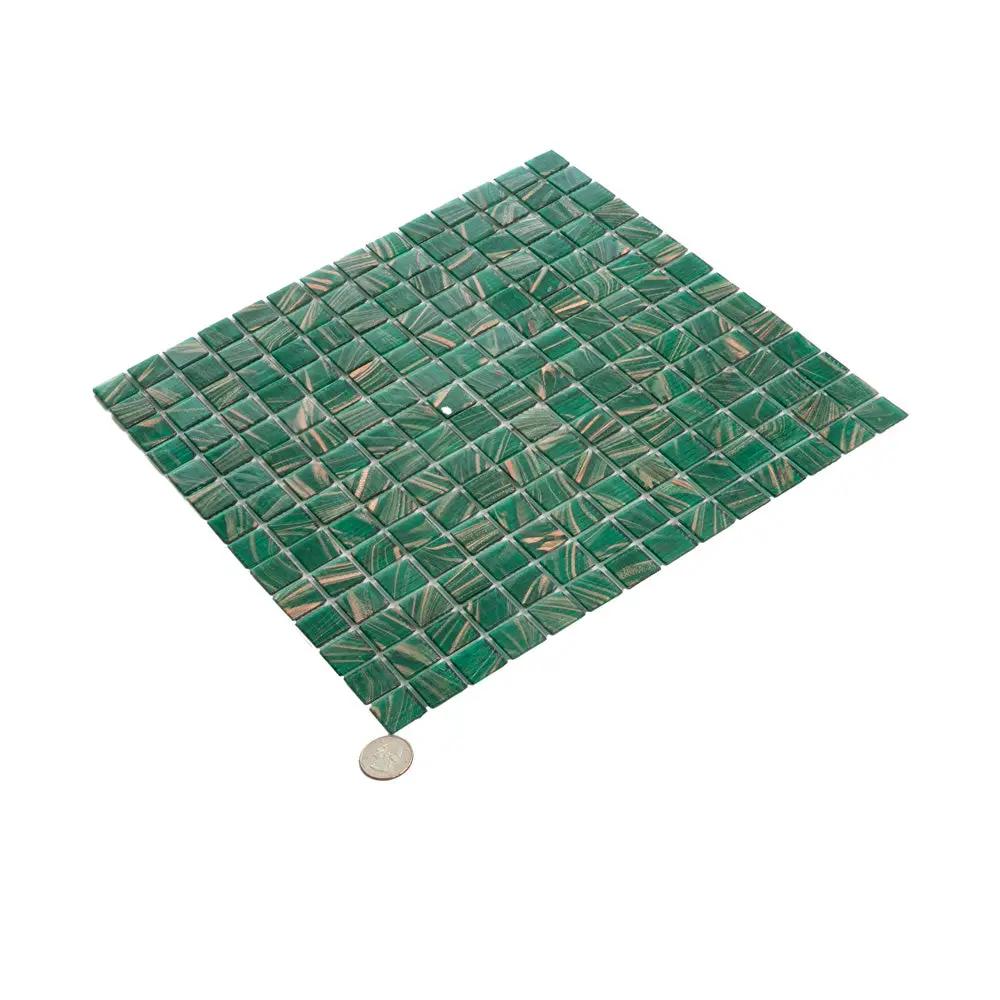Lincoln Green Gold 12x12 Glossy Uniform Square Glass Mosaic Tile (20 pack, 20 sq ft/case) by Apollo Tile