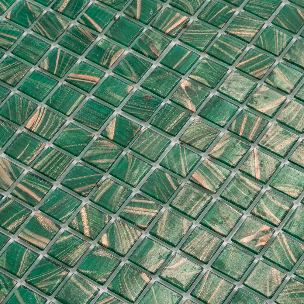 Lincoln Green Gold 12x12 Glossy Uniform Square Glass Mosaic Tile (20 pack, 20 sq ft/case) by Apollo Tile