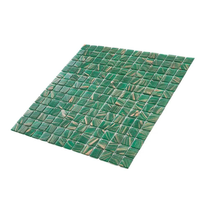 Lincoln Green Gold 12x12 Glossy Uniform Square Glass Mosaic Tile (20 pack, 20 sq ft/case) by Apollo Tile