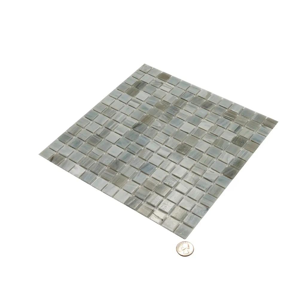 Pearl Blue 12x12 Glossy Uniform Square Glass Mosaic Tile (20 pack, 20 sq ft/case) by Apollo Tile