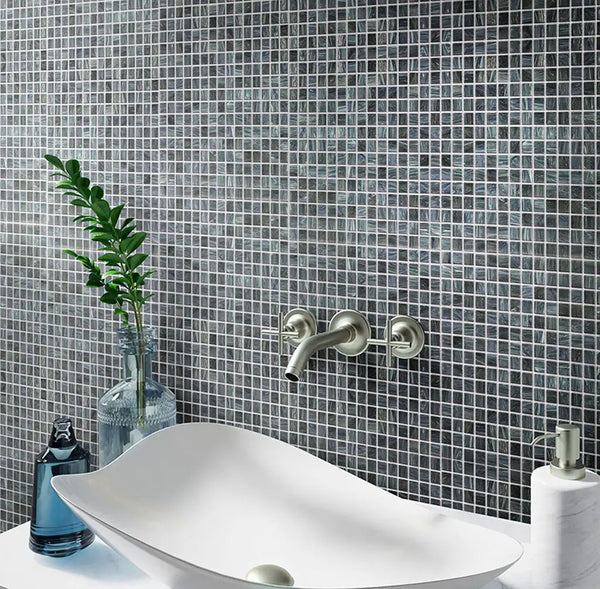 Cadet Gray 12x12 Glossy Uniform Square Glass Mosaic Tile (20 pack, 20 sq ft/case)