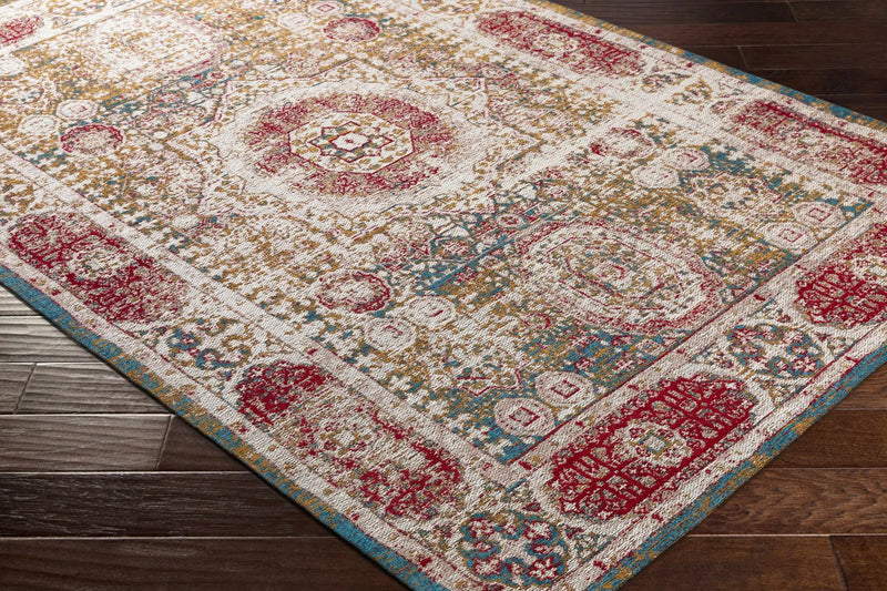 Wrangell Mustard/Red Damask Carpet Area Rug - Clearance by Boutique Rugs