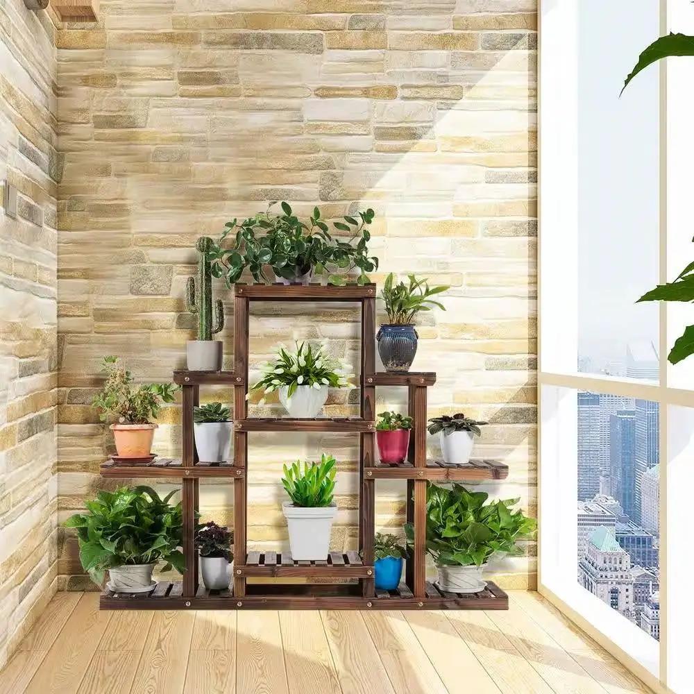 Modern Farmhouse 6-tier Wooden Bookcase Plant Stand Shelving Unit by HomePacific