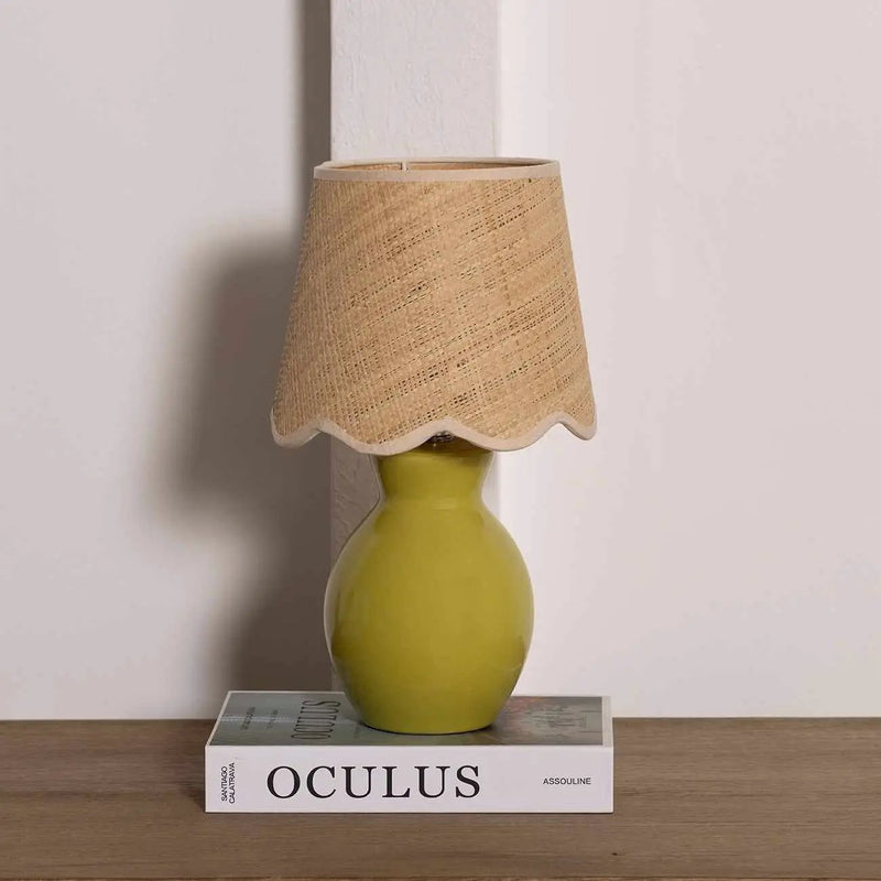 Salgareda Olive Rattan Table Lamp by Boutique Rugs