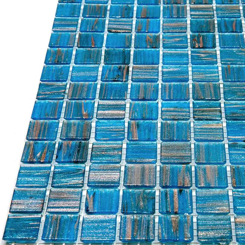 Blue Gold 12x12 Glossy Uniform Square Glass Mosaic Tile (20 pack, 20 sq ft/case) by Apollo Tile