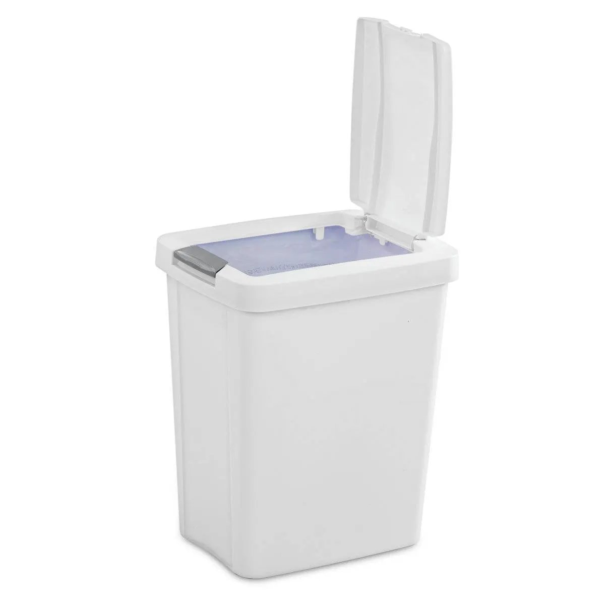 Set of 4 - White 8 Gallon Latch Top Kitchen Wastebasket Trash Can by HomePacific