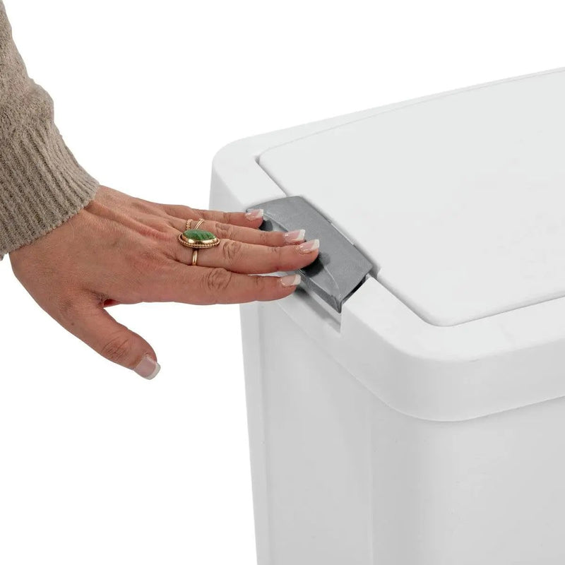 Set of 4 - White 8 Gallon Latch Top Kitchen Wastebasket Trash Can by HomePacific
