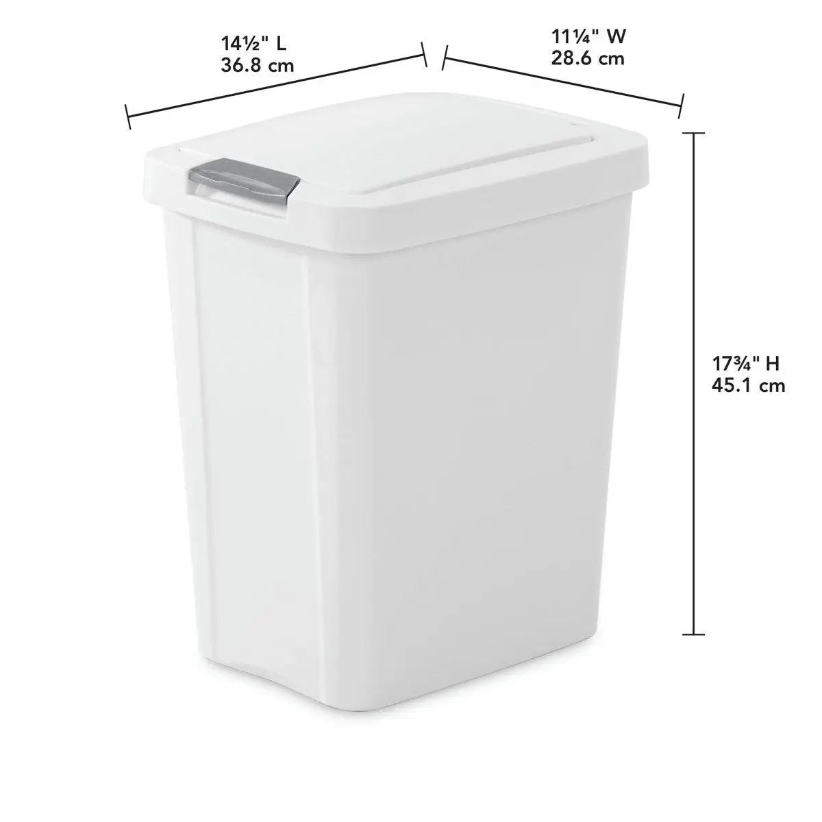 Set of 4 - White 8 Gallon Latch Top Kitchen Wastebasket Trash Can by HomePacific