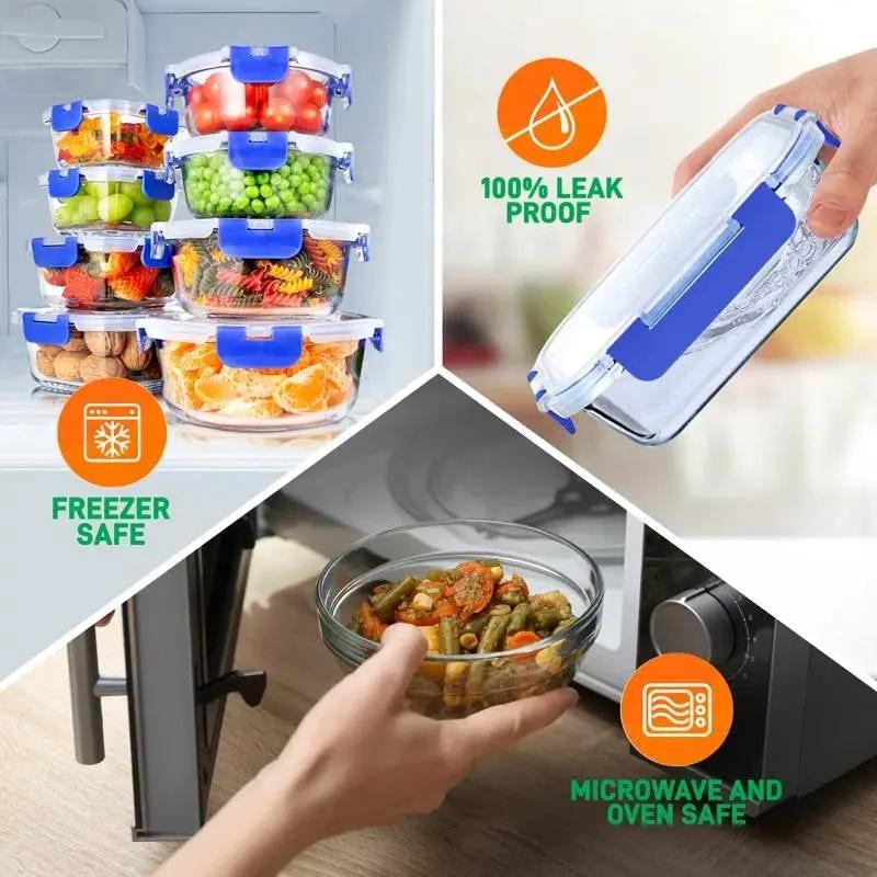 24-Piece Glass Food Storage Container Bakeware Set with Snap Locking Lids by HomePacific