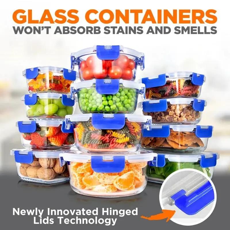 24-Piece Glass Food Storage Container Bakeware Set with Snap Locking Lids by HomePacific