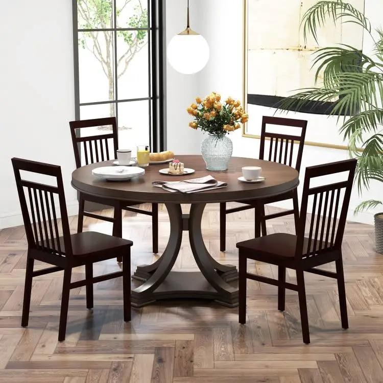 Set of 2- Modern Farmhouse Dark Wood High Back Dining Chair 280 lbs. Max Weight by HomePacific