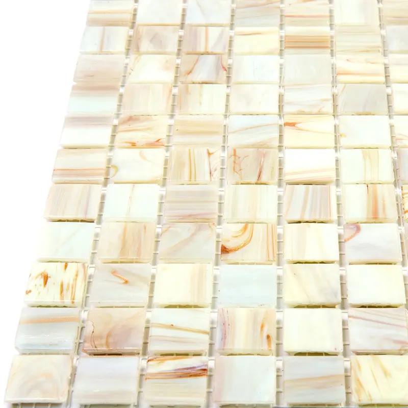 Beige 12x12 Glossy Uniform Square Glass Mosaic Tile (20 pack, 20 sq ft/case) by Apollo Tile