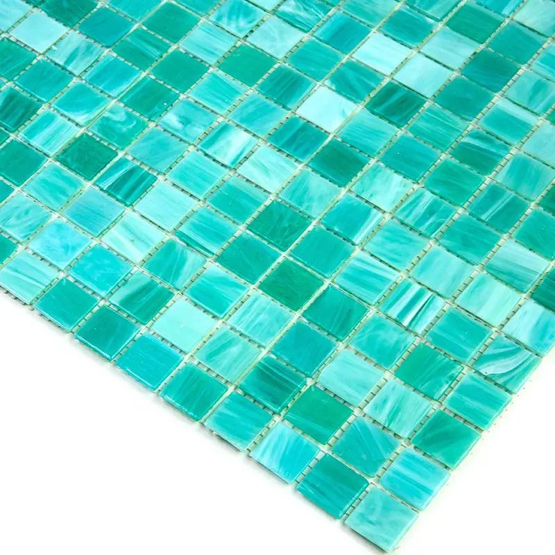 Cyan Blue 12x12 Glossy Uniform Square Glass Mosaic Tile (20 pack, 20 sq ft/case) by Apollo Tile