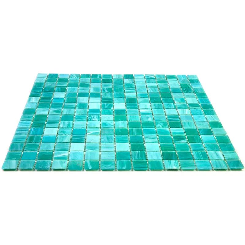 Cyan Blue 12x12 Glossy Uniform Square Glass Mosaic Tile (20 pack, 20 sq ft/case) by Apollo Tile