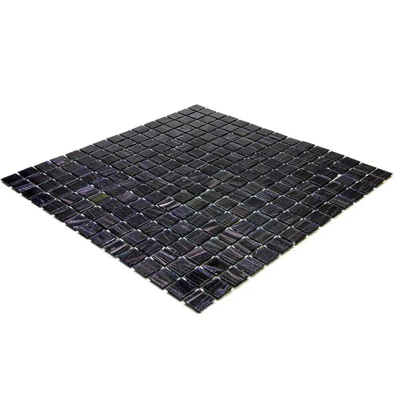 Oil Black 12x12 Glossy Uniform Square Glass Mosaic Tile (20 pack, 20 sq ft/case) by Apollo Tile