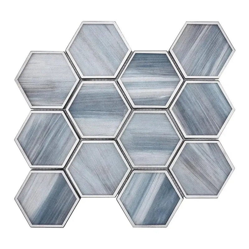 Light Frost Blue 9x10 Matte Hexagon Glass Mosaic Tile (5 pack, 3.28 sq ft/case) by Apollo Tile