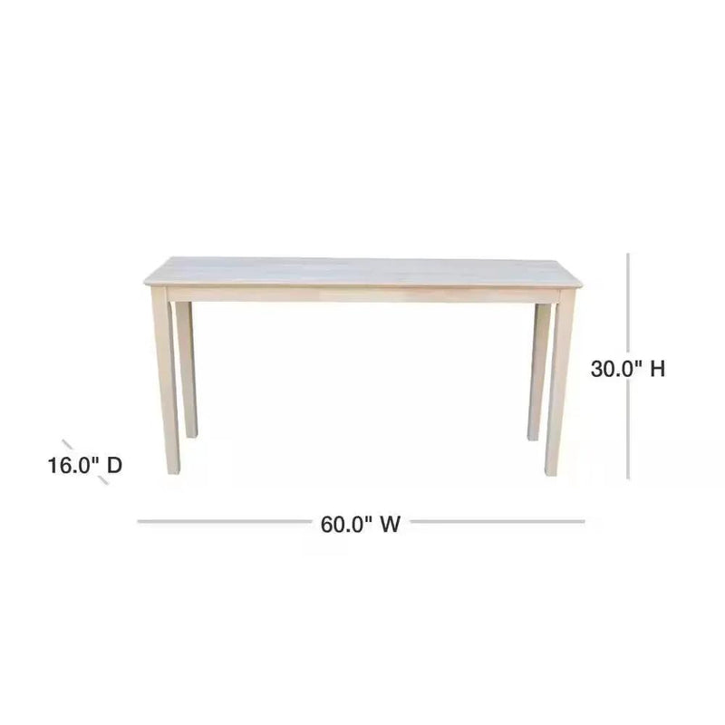 Unfinished Solid Wood 5-ft. Farmhouse Console Sofa Table by HomePacific