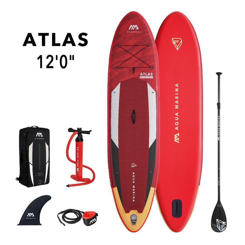 Aqua Marina ATLAS 12'0" Inflatable Paddle Board All-Around Advanced SUP, packed in its shipping crate