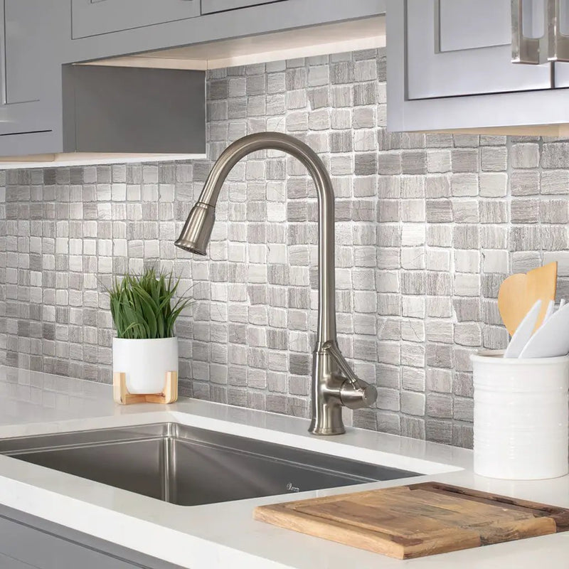 Wooden Grey 12x12 Matte Square Marble Mosaic Tile (5 pack, 5 sq ft/case) by Apollo Tile