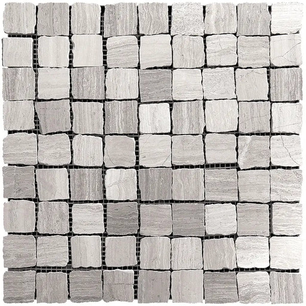 Wooden Grey 12x12 Matte Square Marble Mosaic Tile (5 pack, 5 sq ft/case), photo 2 of 4