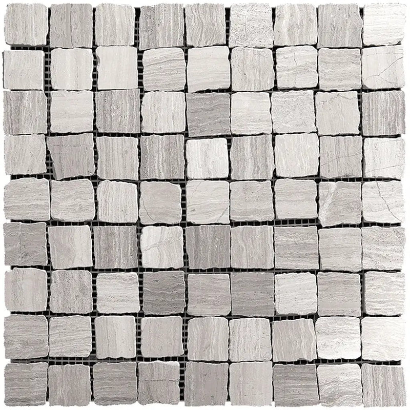 Wooden Grey 12x12 Matte Square Marble Mosaic Tile (5 pack, 5 sq ft/case) by Apollo Tile