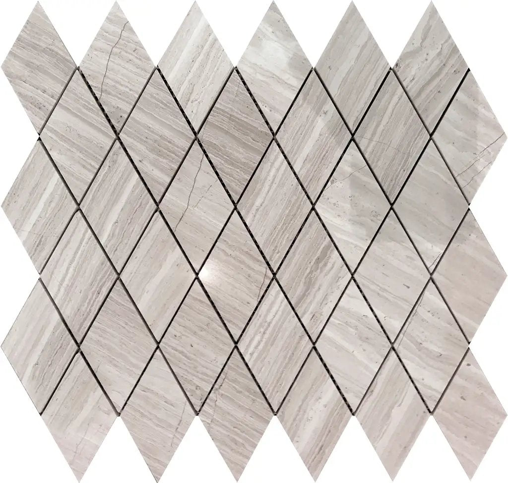 Wooden Grey 12x12 Polished Diamond Marble Mosaic Tile (5 pack, 4.83 sq ft/case) by Apollo Tile