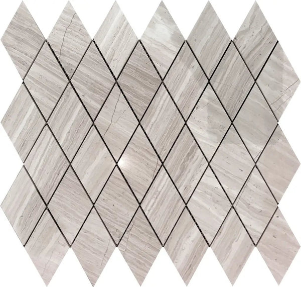 Wooden Grey 12x12 Polished Diamond Marble Mosaic Tile (5 pack, 4.83 sq ft/case), photo 2 of 3