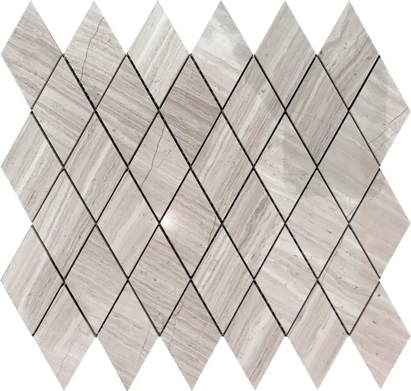 Wooden Grey 12x12 Polished Diamond Marble Mosaic Tile (5 pack, 4.83 sq ft/case) by Apollo Tile