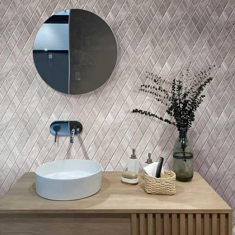 Wooden Grey 12x12 Polished Diamond Marble Mosaic Tile (5 pack, 4.83 sq ft/case) by Apollo Tile