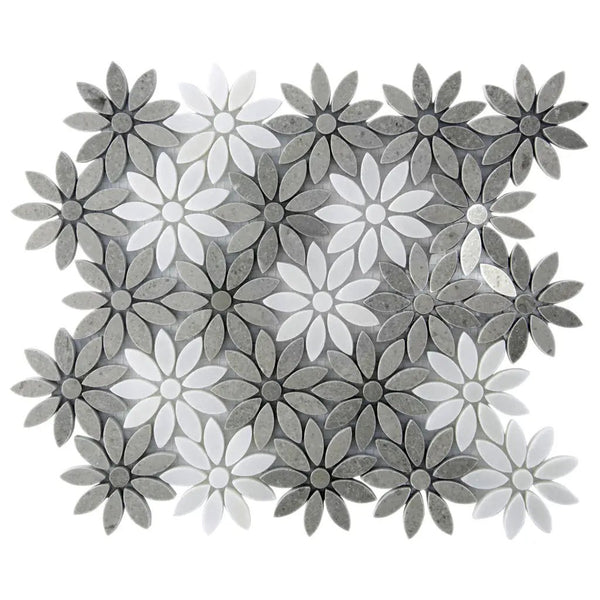 Eastern Brown White 11x12 Polished Multi-shaped Marble Mosaic Tile (5 pack, 4.46 sq ft/case), photo 2 of 8