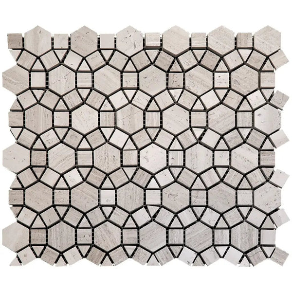 Wooden Beige 11x13 Polished Multi-shaped Marble Mosaic Tile (5 pack, 4.85 sq ft/case), photo 2 of 3