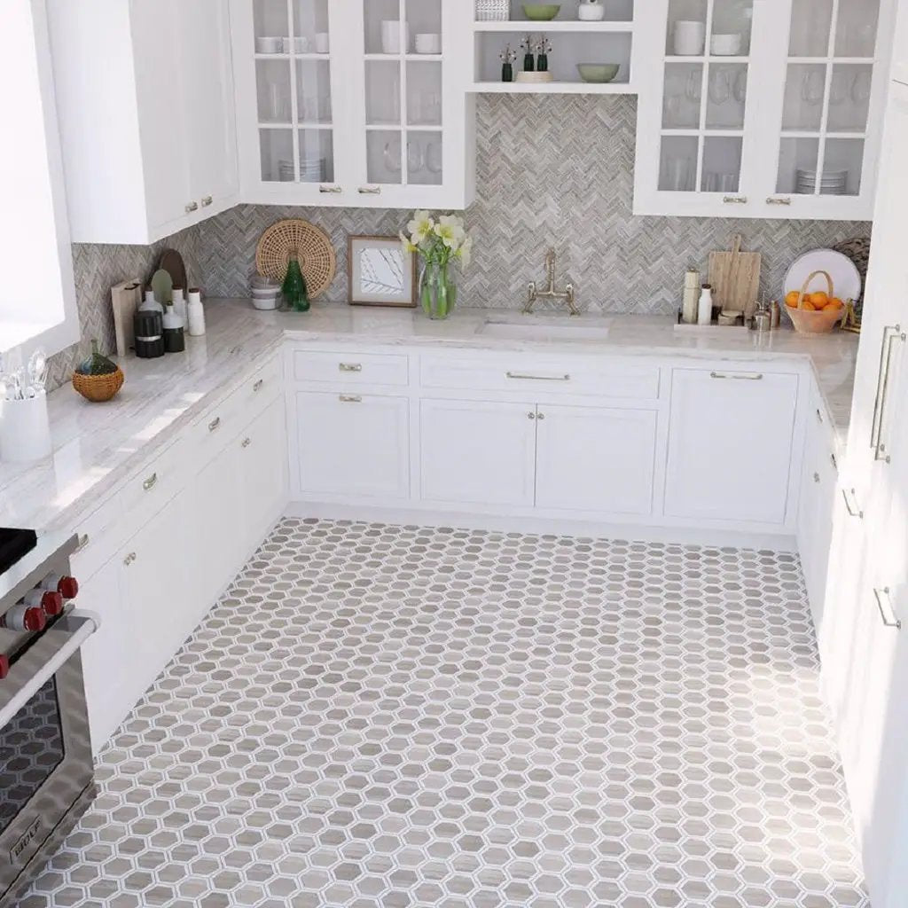 Wooden Grey 12x12 Polished Herringbone Marble Mosaic Tile (5 pack, 5.29 sq ft/case) by Apollo Tile