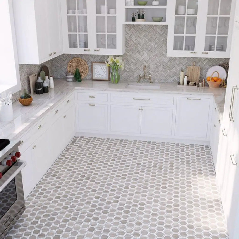Wooden Grey 12x12 Polished Herringbone Marble Mosaic Tile (5 pack, 5.29 sq ft/case) by Apollo Tile
