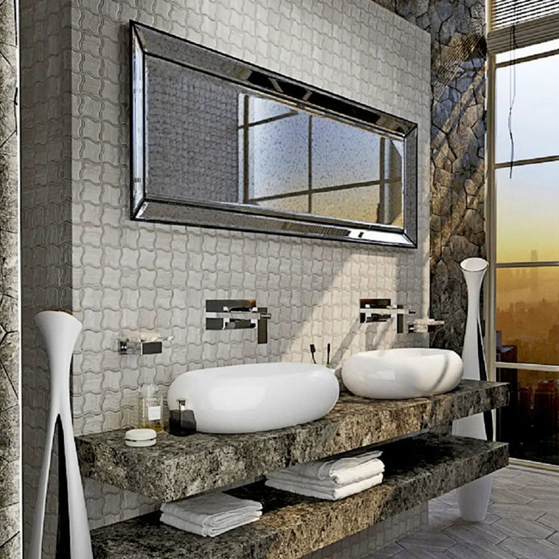 Gray Beige 8x11 Polished Multi-shaped Bianco Carrara Bardiglio Marble Mosaic Tile (5 pack, 3.19 sq ft/case) by Apollo Tile