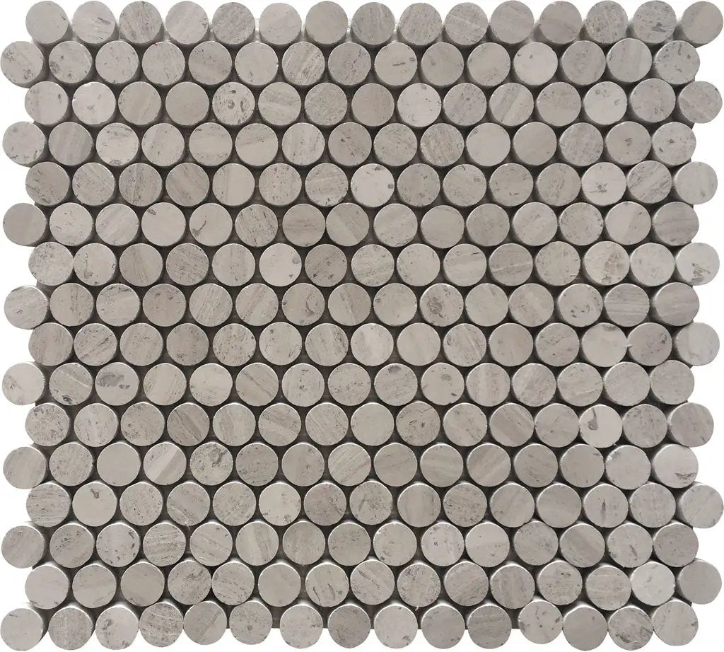 Wooden Beige 11x12 Polished Penny Round Marble Mosaic Tile (5 pack, 4.83 sq ft/case) by Apollo Tile