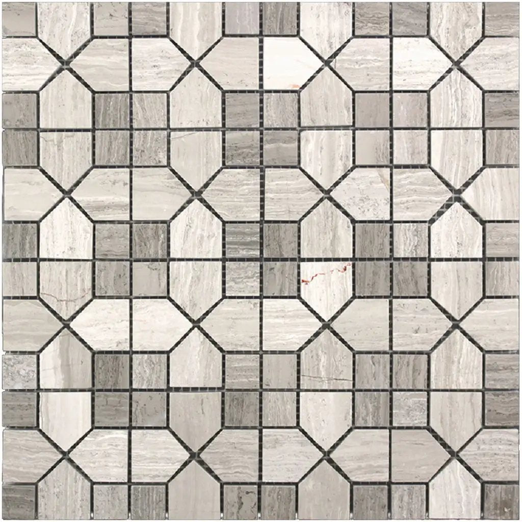 Wooden Beige Light Dark 12x12 Polished Hexagon Marble Mosaic Tile (5 pack, 5 sq ft/case) by Apollo Tile