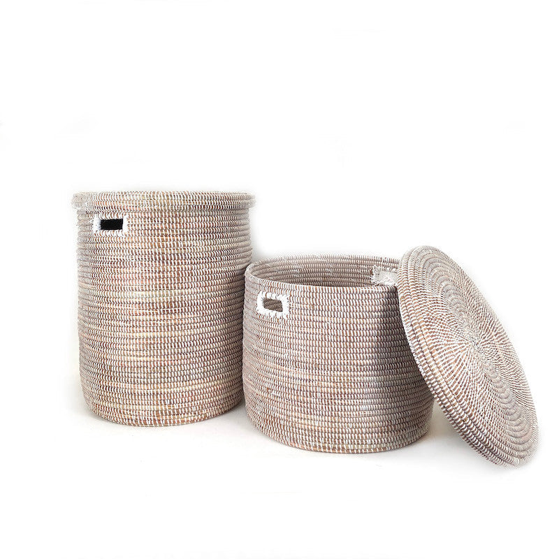 White Flat Lid Floor Basket, photo 4 of 4