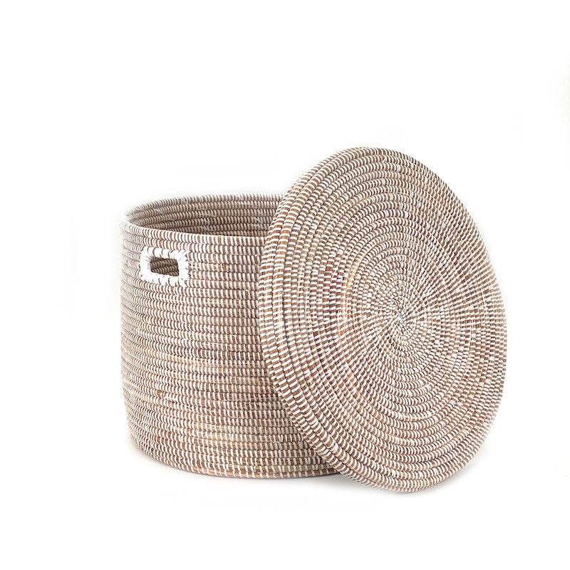 White Flat Lid Floor Basket, photo 2 of 4