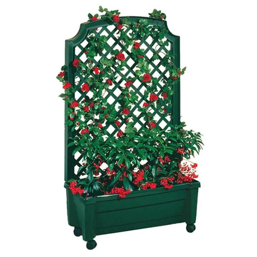 Indoor/Outdoor Green Polypropylene Wheeled Trellis Planter by HomePacific