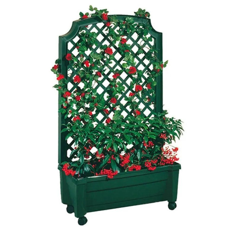 Indoor/Outdoor Green Polypropylene Wheeled Trellis Planter by HomePacific