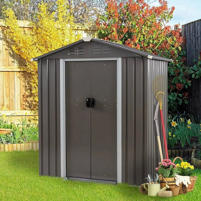 5 x 3 ft. Outdoor Grey Metal Garden Storage Shed by HomePacific