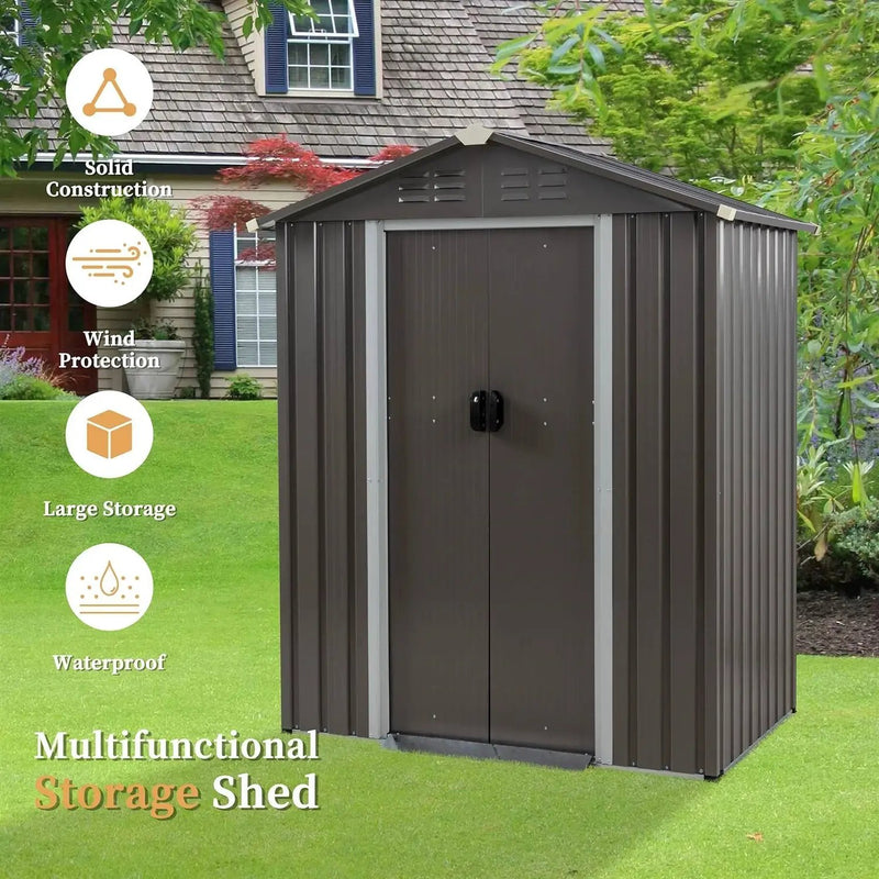5 x 3 ft. Outdoor Grey Metal Garden Storage Shed by HomePacific