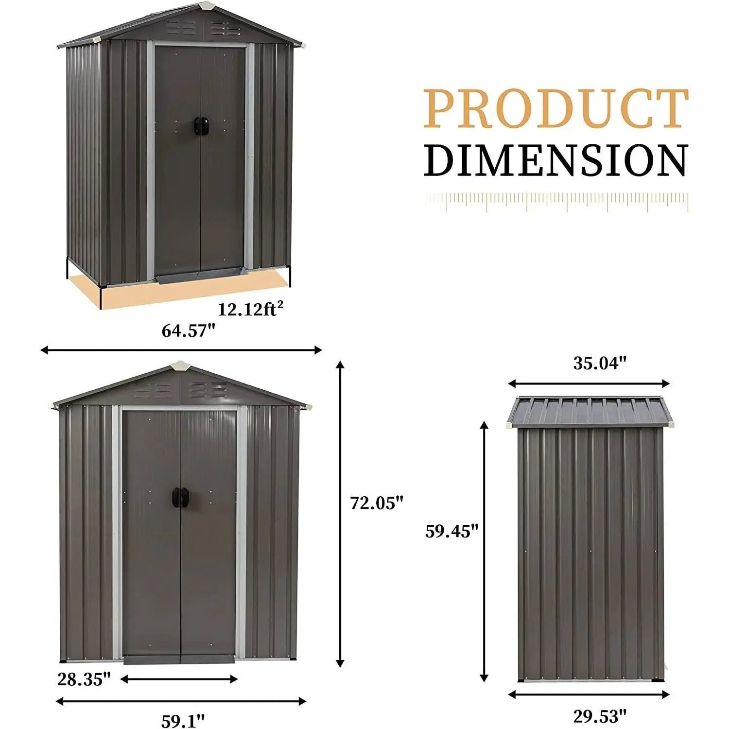 5 x 3 ft. Outdoor Grey Metal Garden Storage Shed by HomePacific