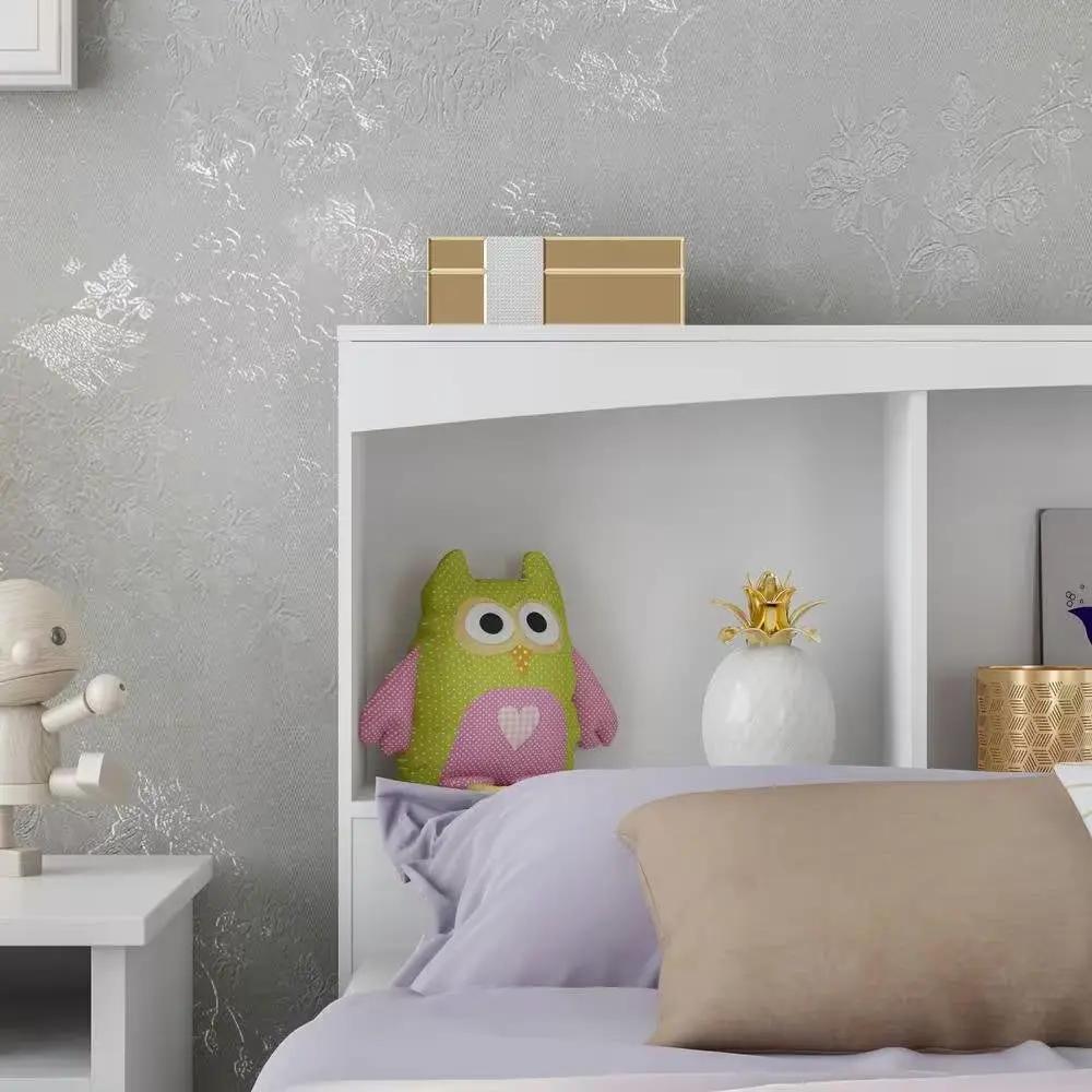 Full size Modern Farmhouse Bookcase Headboard in White Wood Finish by HomePacific
