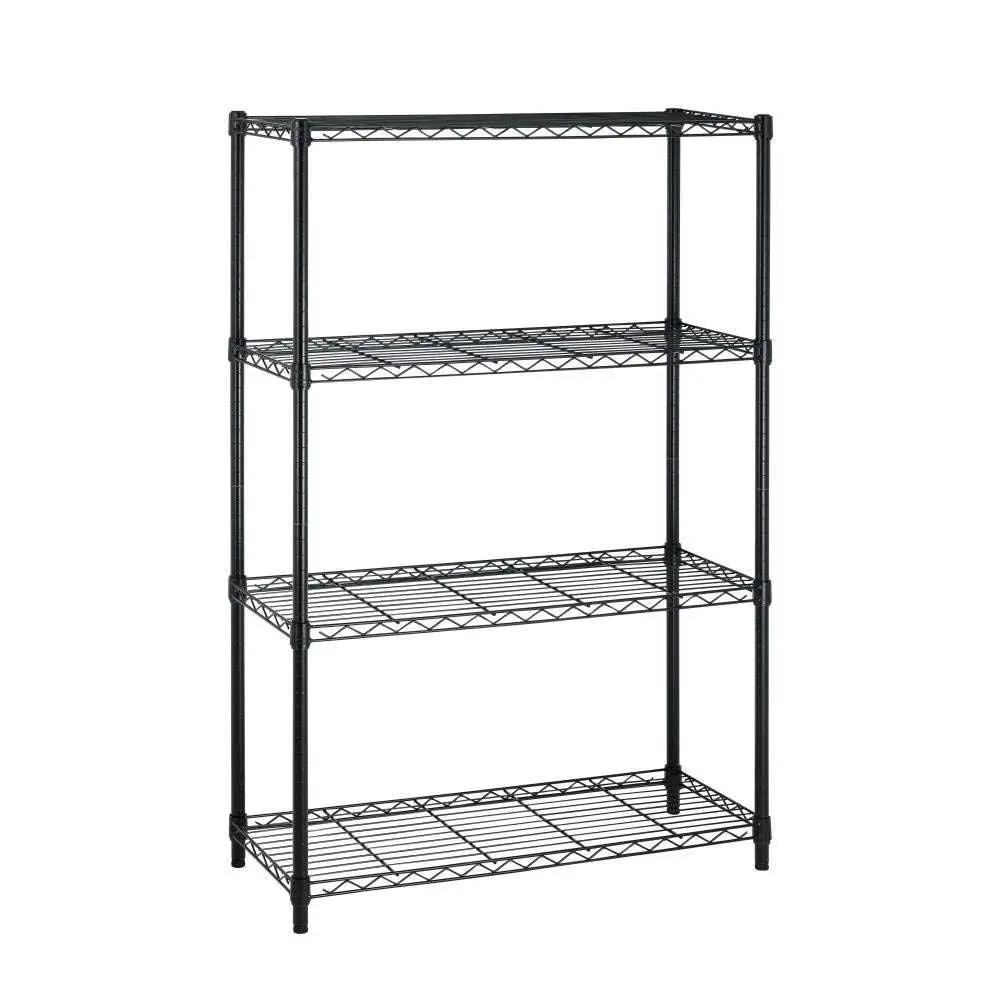 Heavy Duty 4-Shelf Metal Shelving Unit in Black Steel Finish by HomePacific