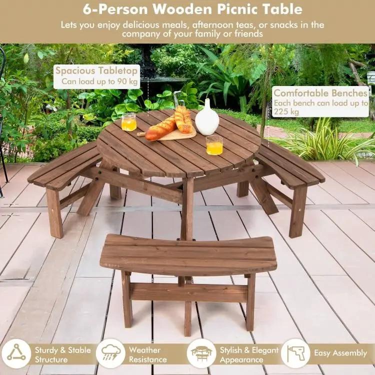Solid Cedar Wood Outdoor Picnic Table with 3 Benches Patio Garden Dining Set by HomePacific