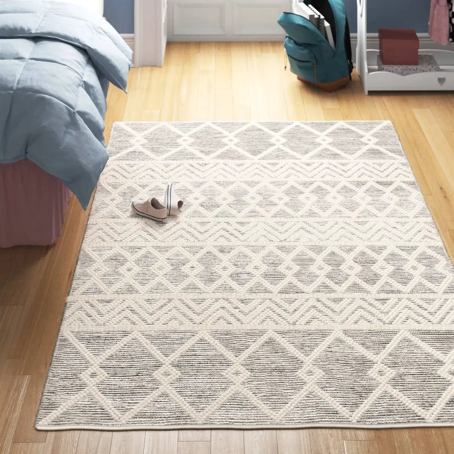 6-ft. x 9-ft. Hand Woven Wool Blend Grey Beige Ivory Persian Style Area Rug by HomePacific