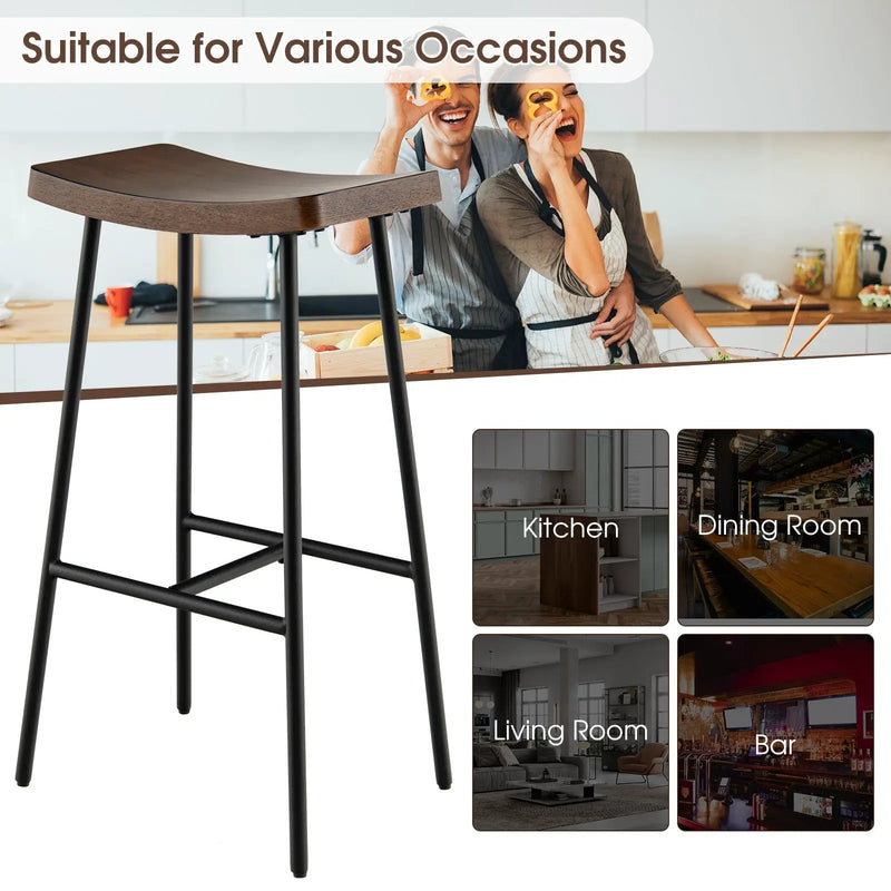 Industrial Saddle Stool with Metal Legs and Adjustable Foot Pads by DirectDeals